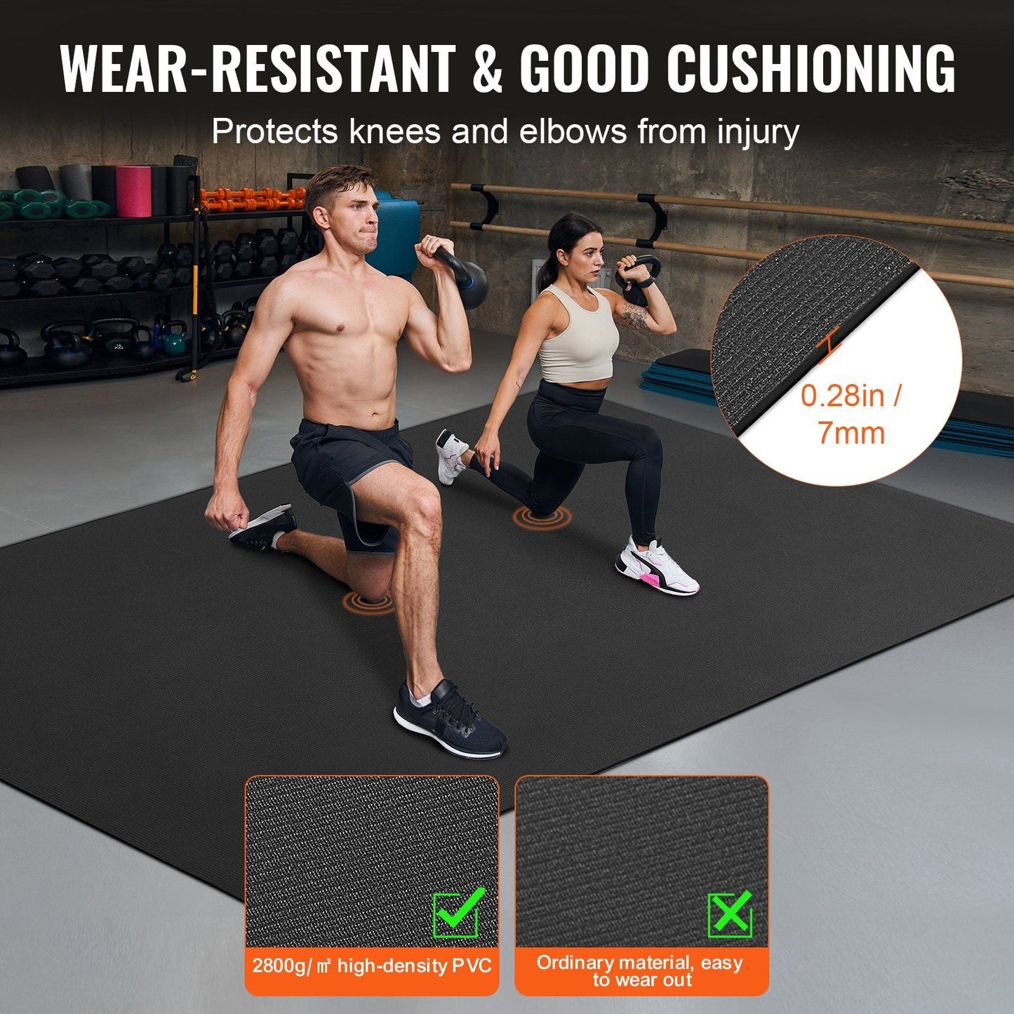 VEVOR Exercise Mat, Non Slip High Density Premium Yoga Mat, Exercise Yoga Mat for Men & Women, Fitness & Exercise Mat with Bag & Carry Strap, for All Types of Home Yoga, Pilate & Floor Workout (9x6ft)