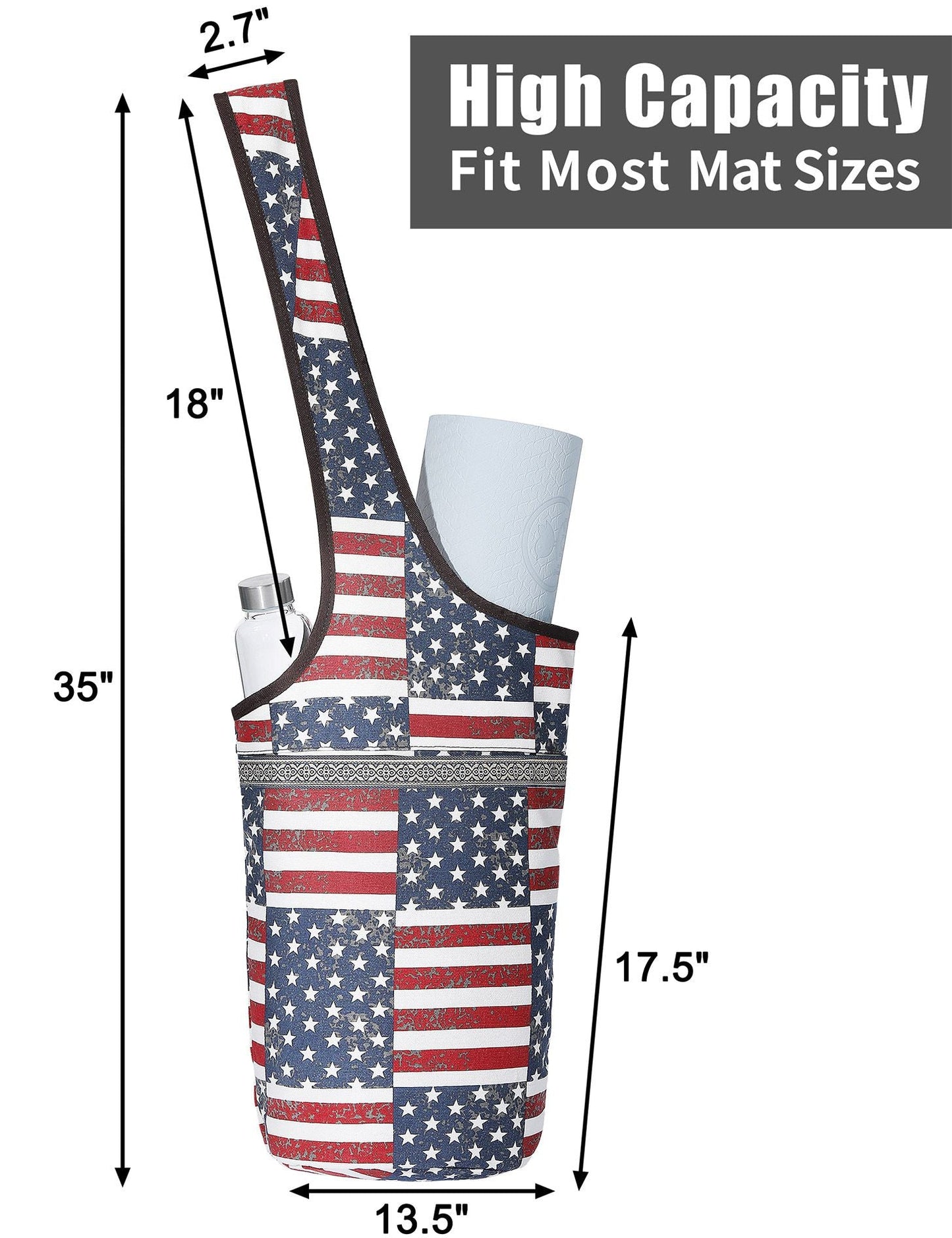 Yoga Mat Bag with Large Size Pocket & Inner Zipper Pocket; Yoga Carrier Bag Tote Sling Carrier Fit Most Yoga Mat Size